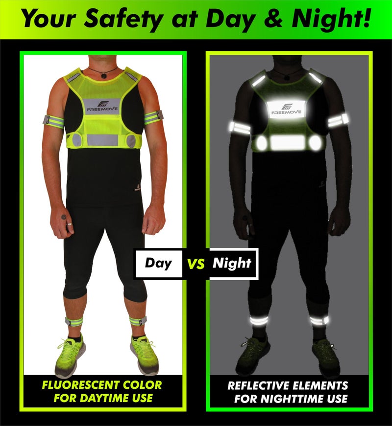 FREEMOVE Reflective Vest Running Gear + 2 Bands & Bag/Ultralight & Comfy Safety Vests with Front Pocket > High Visibility Reflector > for Men, Women > Running, Dog Walking or Cycling - Image 4